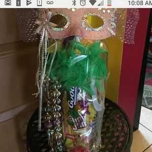 Bar in a gar 3 bottles of liquor snacks juice